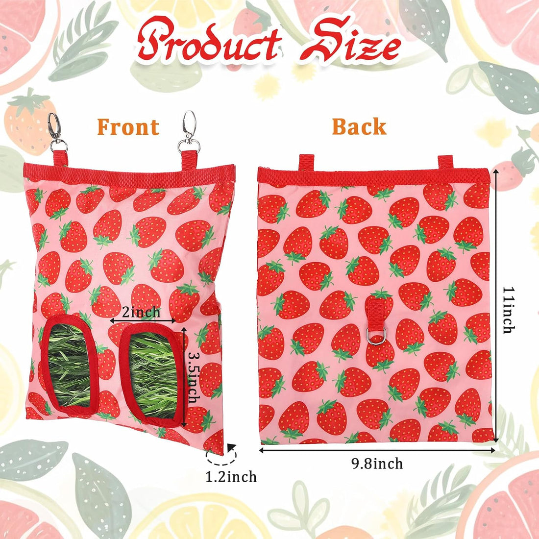 Rabbit Hay Feeder, 2 Hole Washable Hanging Hay Bag for Guinea Pig