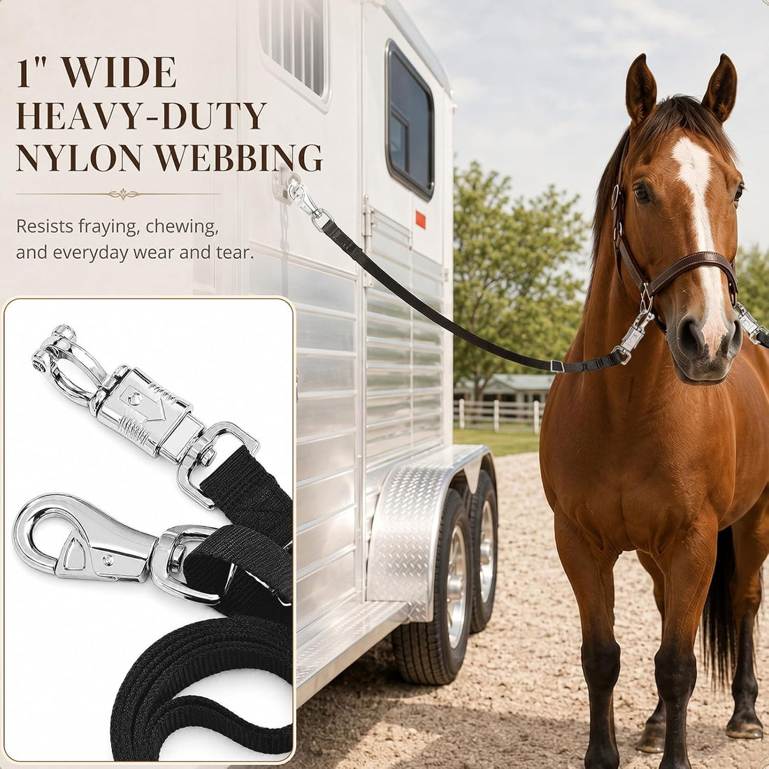 2 Pcs Cross Ties for Horses 54"-102" Adjustable Equine Tether