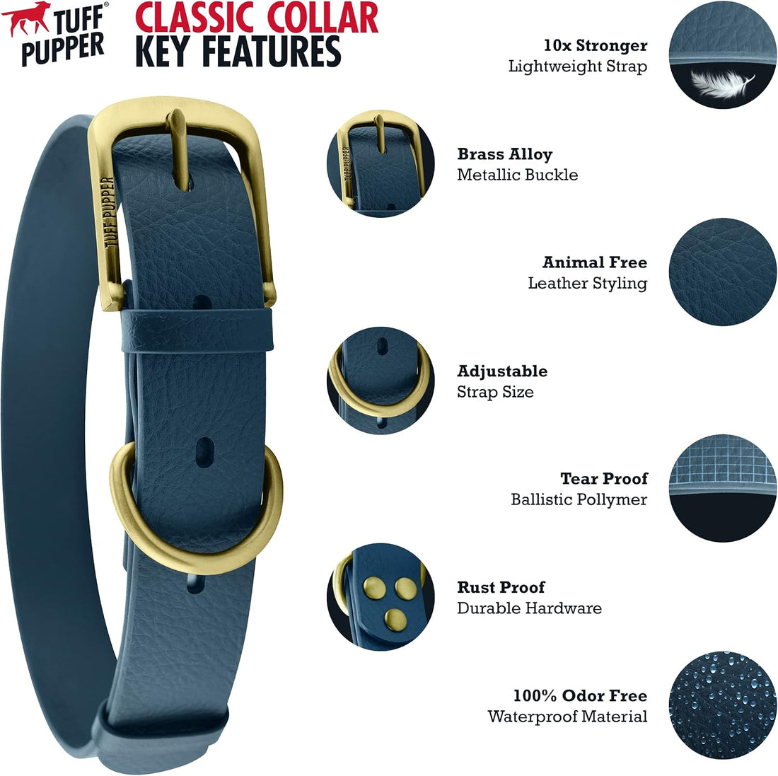 Tuff Pupper Heavy Duty Waterproof Dog Collar for Small
