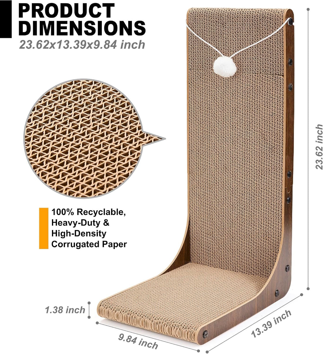 2-Pack L-Shaped Cat Scratching Board Cardboard Cat Scratcher