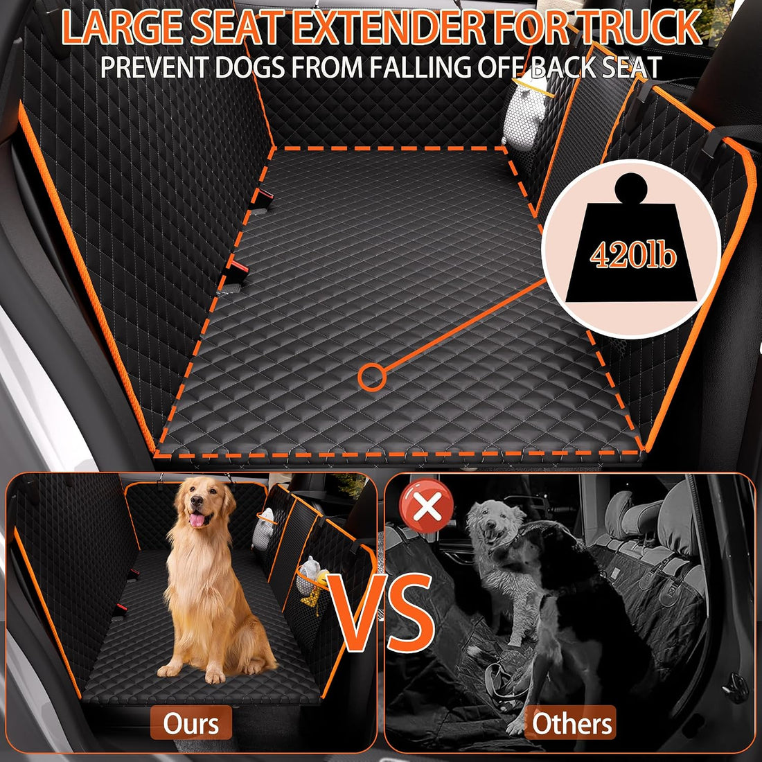 Back Seat Extender for Dogs,Heavy-Duty Dog Car Seat Cover for Back