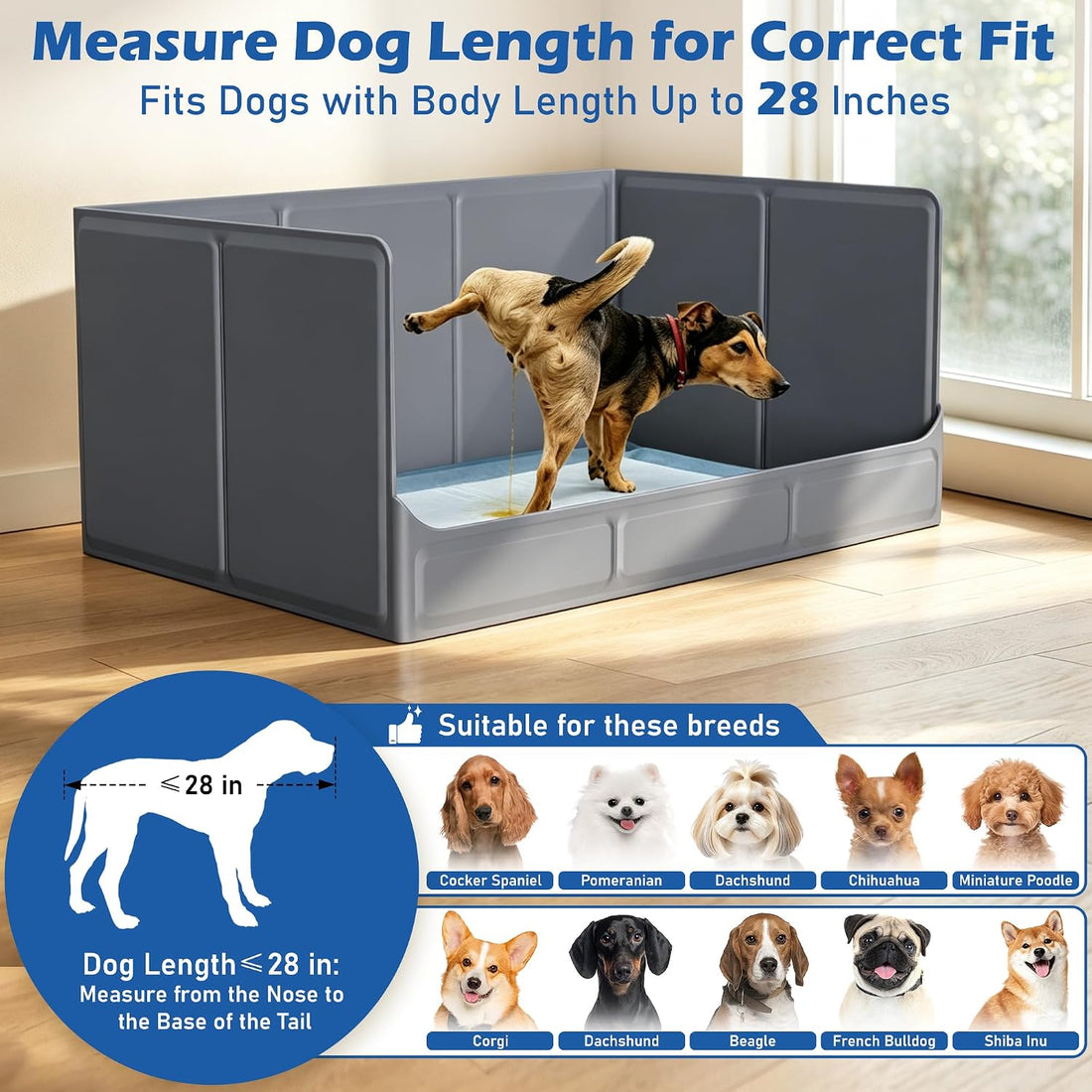 Foldable Dog Litter Box, Waterproof Dog Pee Pad Holder, Dog Potty Tray