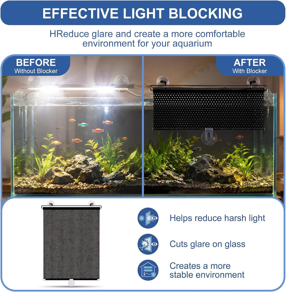 Mifoci Aquarium Light Blocker Retractable Fish Tank Background