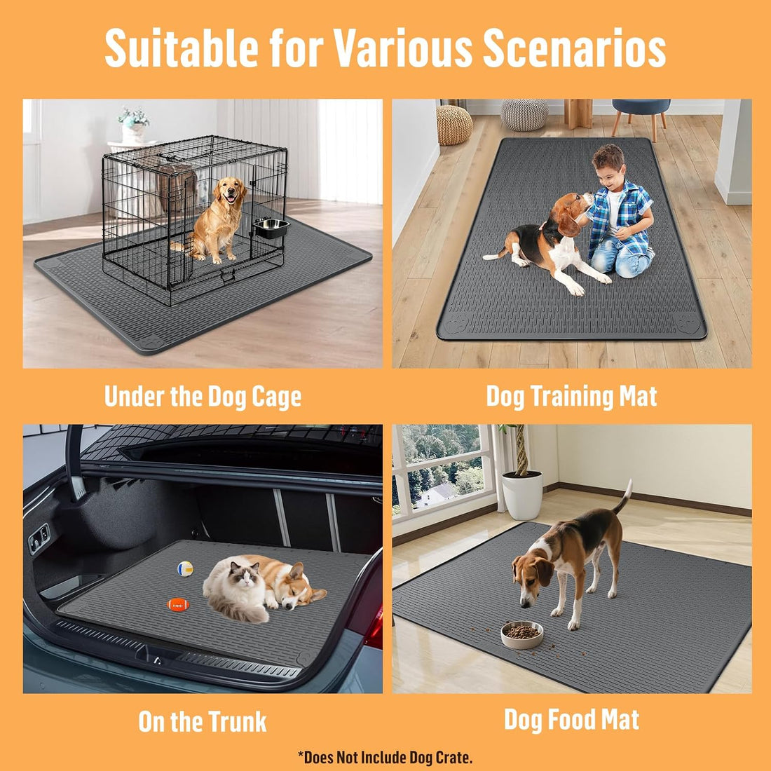 Silicone Dog Bed Mat 40"x 28" Crate Mat for Dog Cages