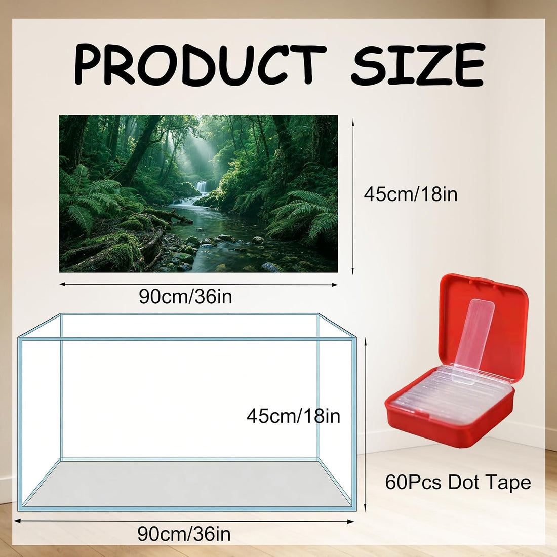 4Pcs Reptile Tank Background, 36x18 Inch Double Sided