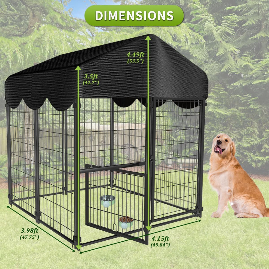 Heavy Duty Dog Kennel Outdoor, Covered Dog Kennels Outside with Roof