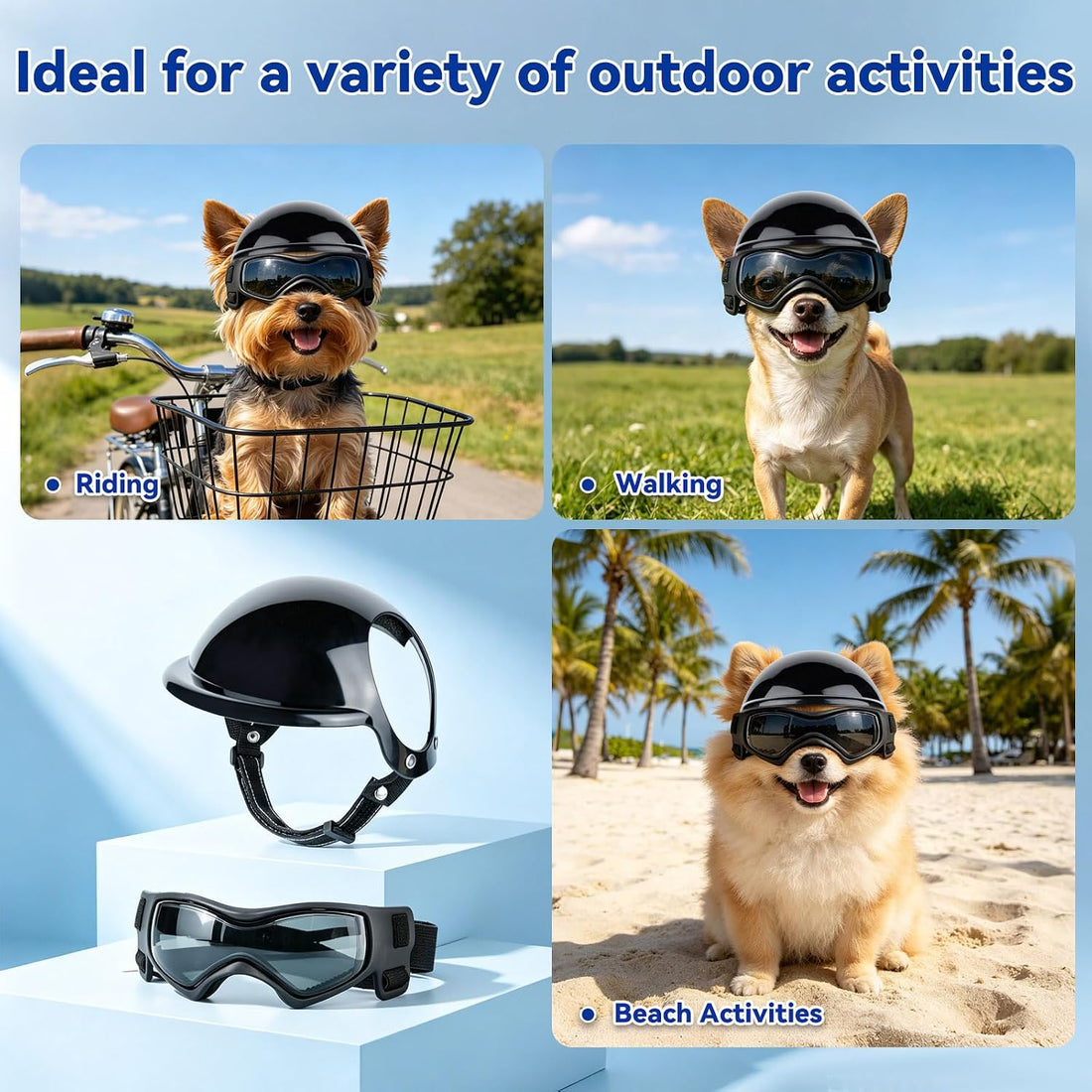 PETLESO Extra Small Dog Helmet and Dog Goggles Set