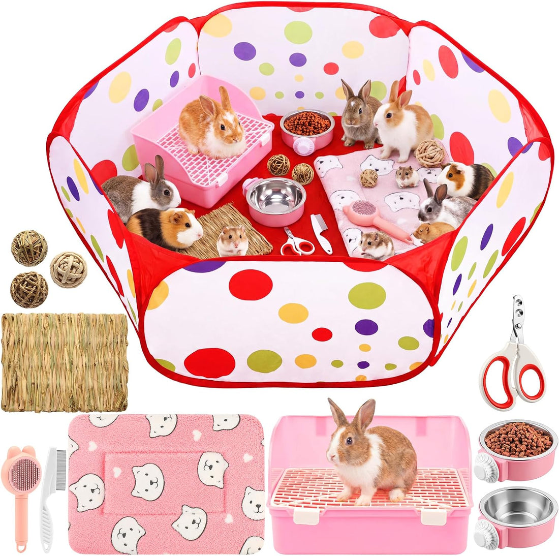 12pcs Bunny Starter Kit, Bunny Toy Grooming Set