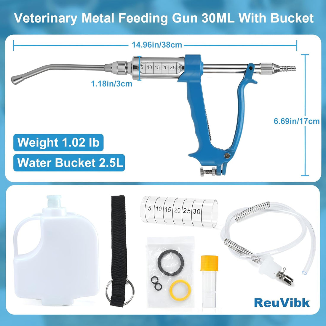 30ml Adjustable Livestock Drench Gun for Goats, Sheep & Cattle
