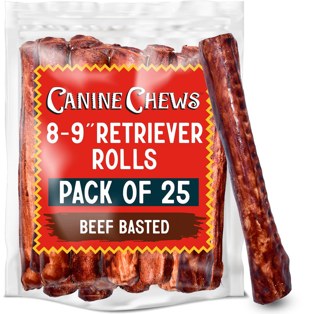 Canine Chews 8-9" Beef Basted Rawhide Rolls