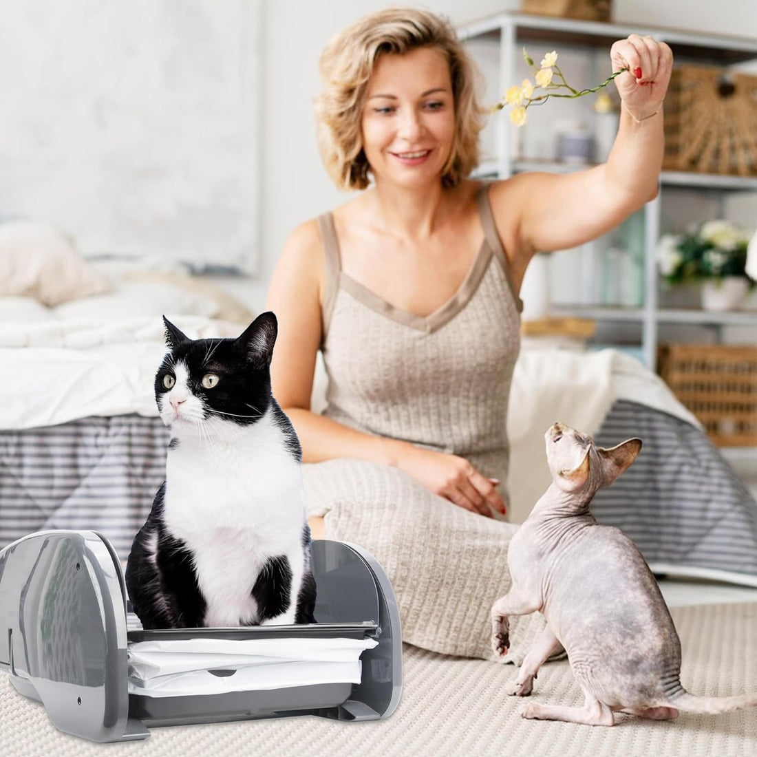 40 Litter Box Liners with a Permanent Waste Receptacle Compatible