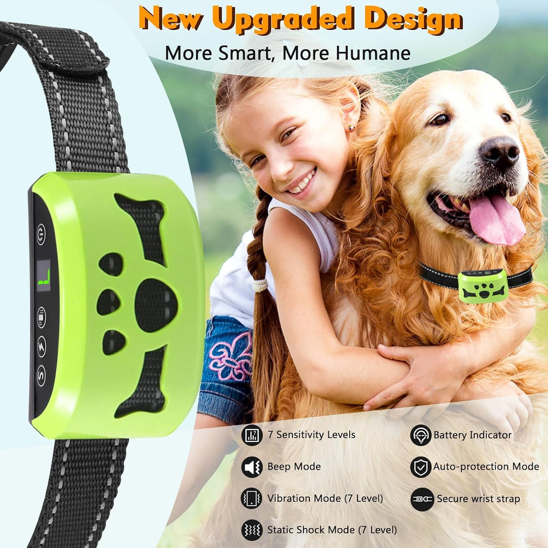 Anti Bark Collar with Auto Safety Shut-Off for Small Medium Large Dogs