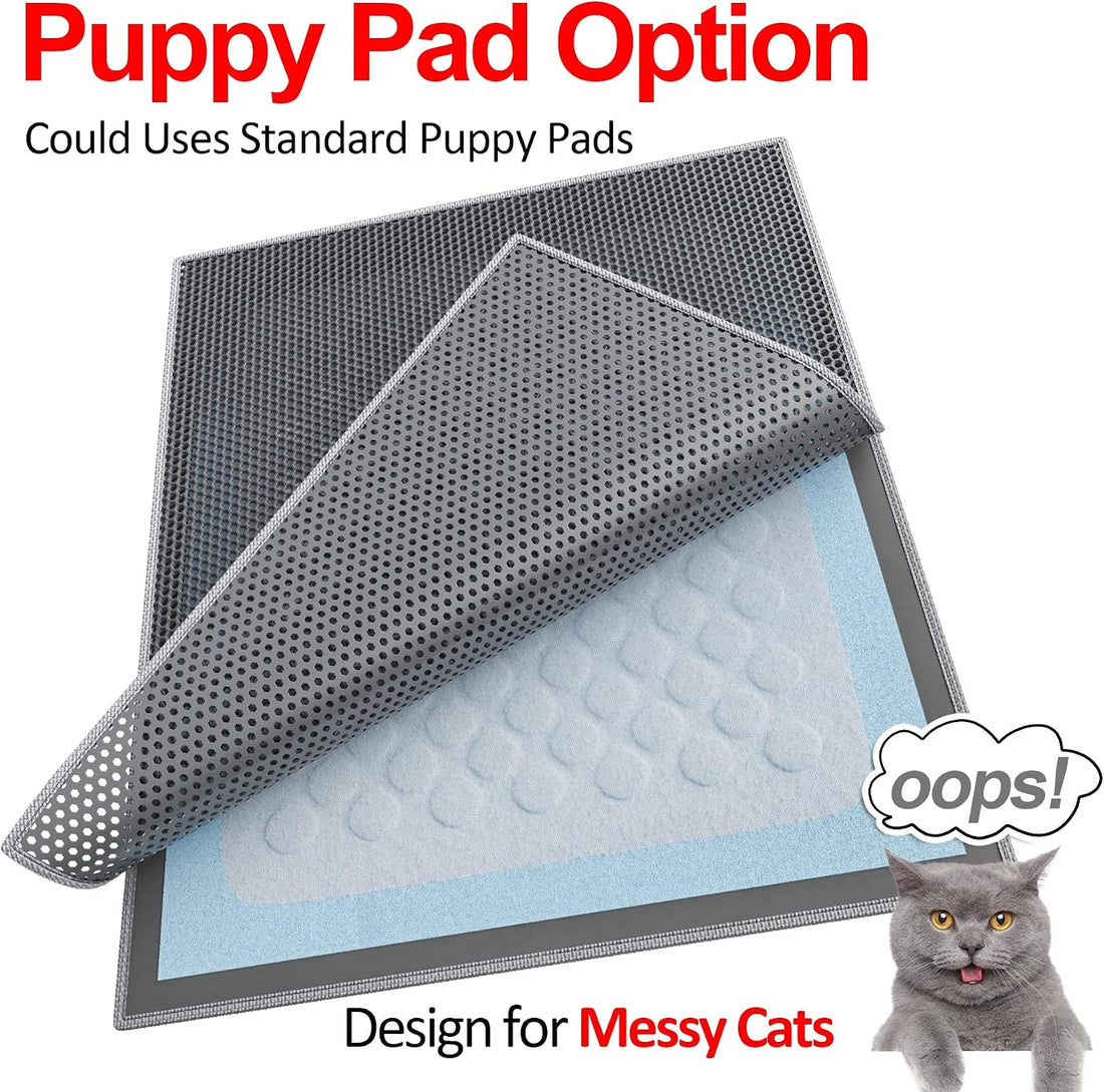 Waretary Cat Litter Box Mat: 36"x 30" Waterproof Kitty Cat Litter