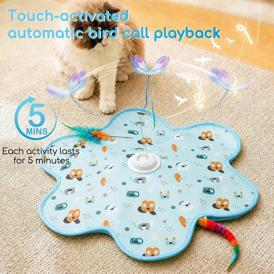 Interactive Cat Toys, Rechargeable with Auto Play and Bird Chirps