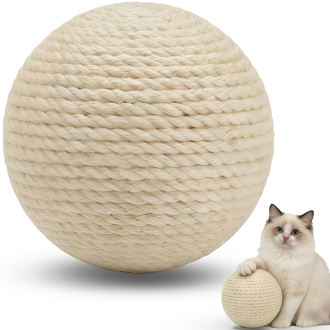 DMZBJ 4-Inch Sisal Cat Toy Balls with Crinkle Sound