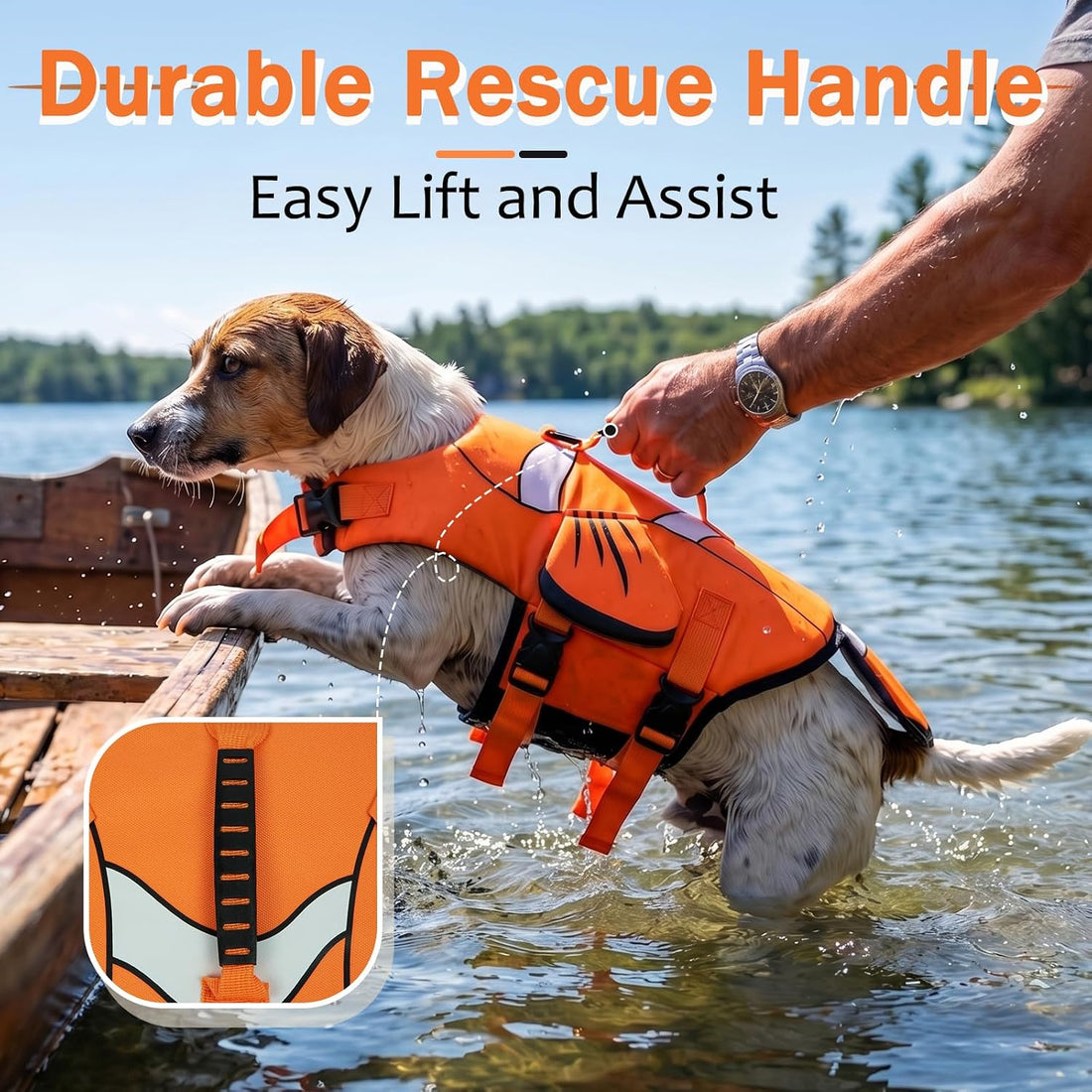 DENTRUN Dog Life Jacket for Swimming Boating