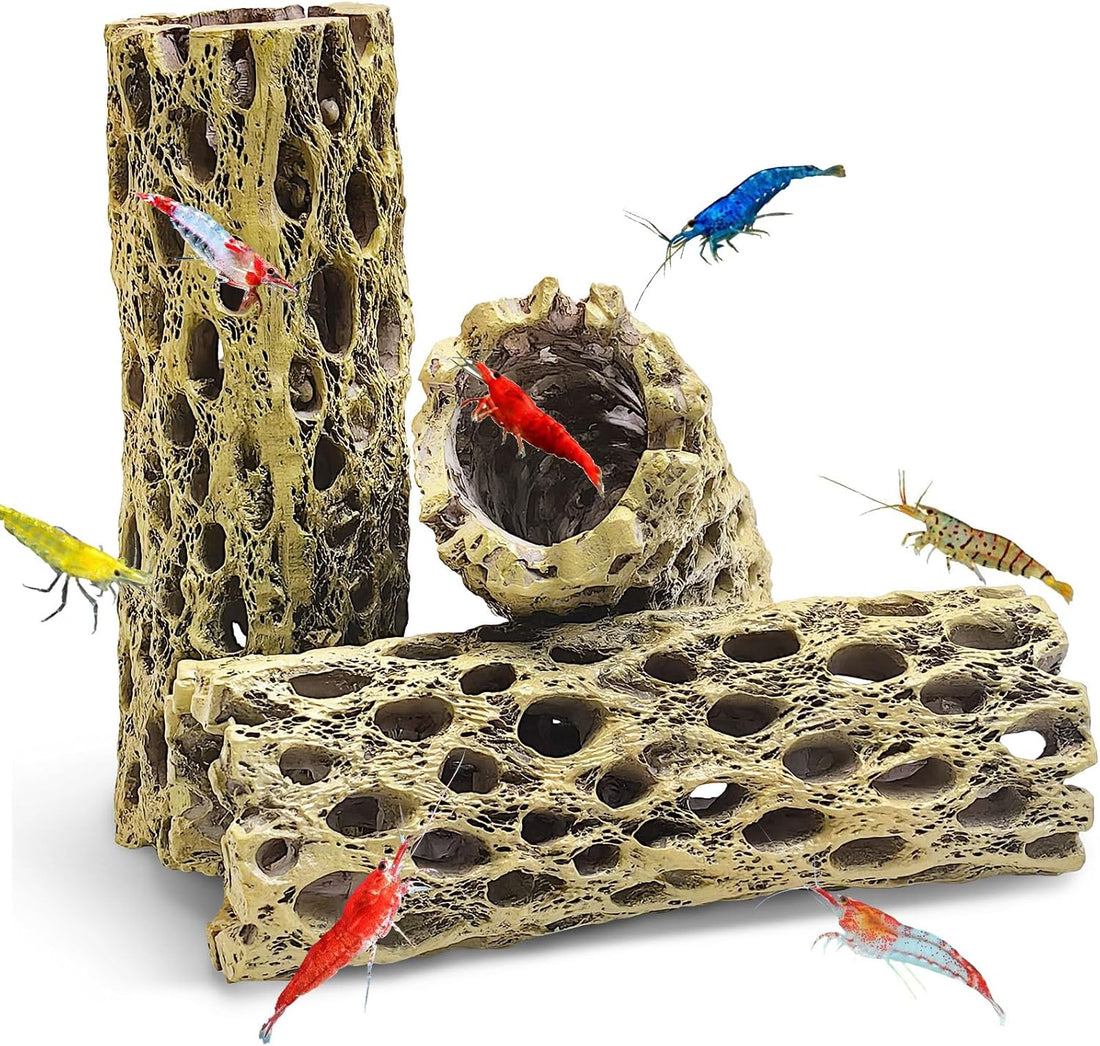 kathson 6" Resin Cholla Wood, Aquarium Shrimp Hideout (3PCS)