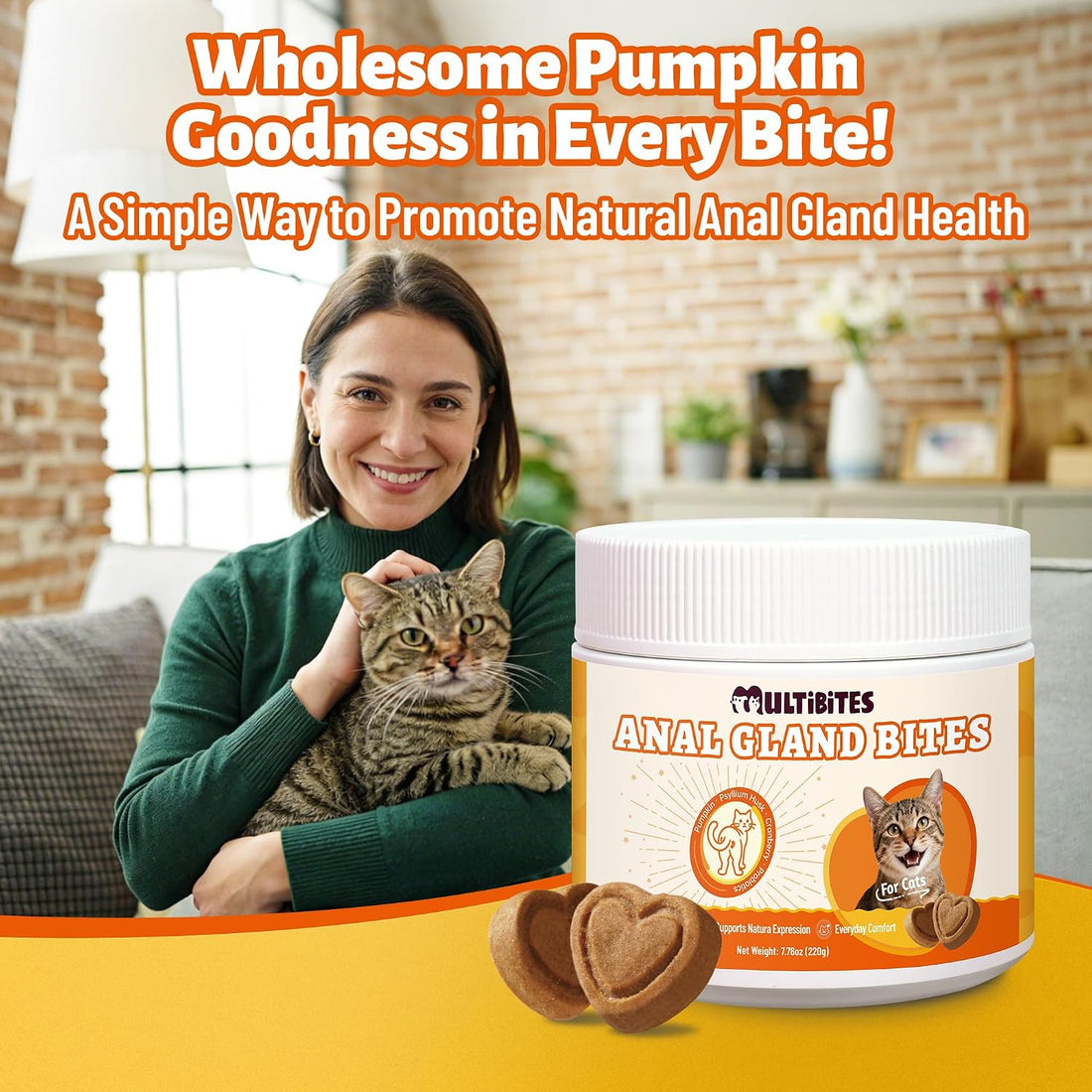 MULTIBITES 7.76 oz Anal Gland Bites for Cats - Anal Gland Health