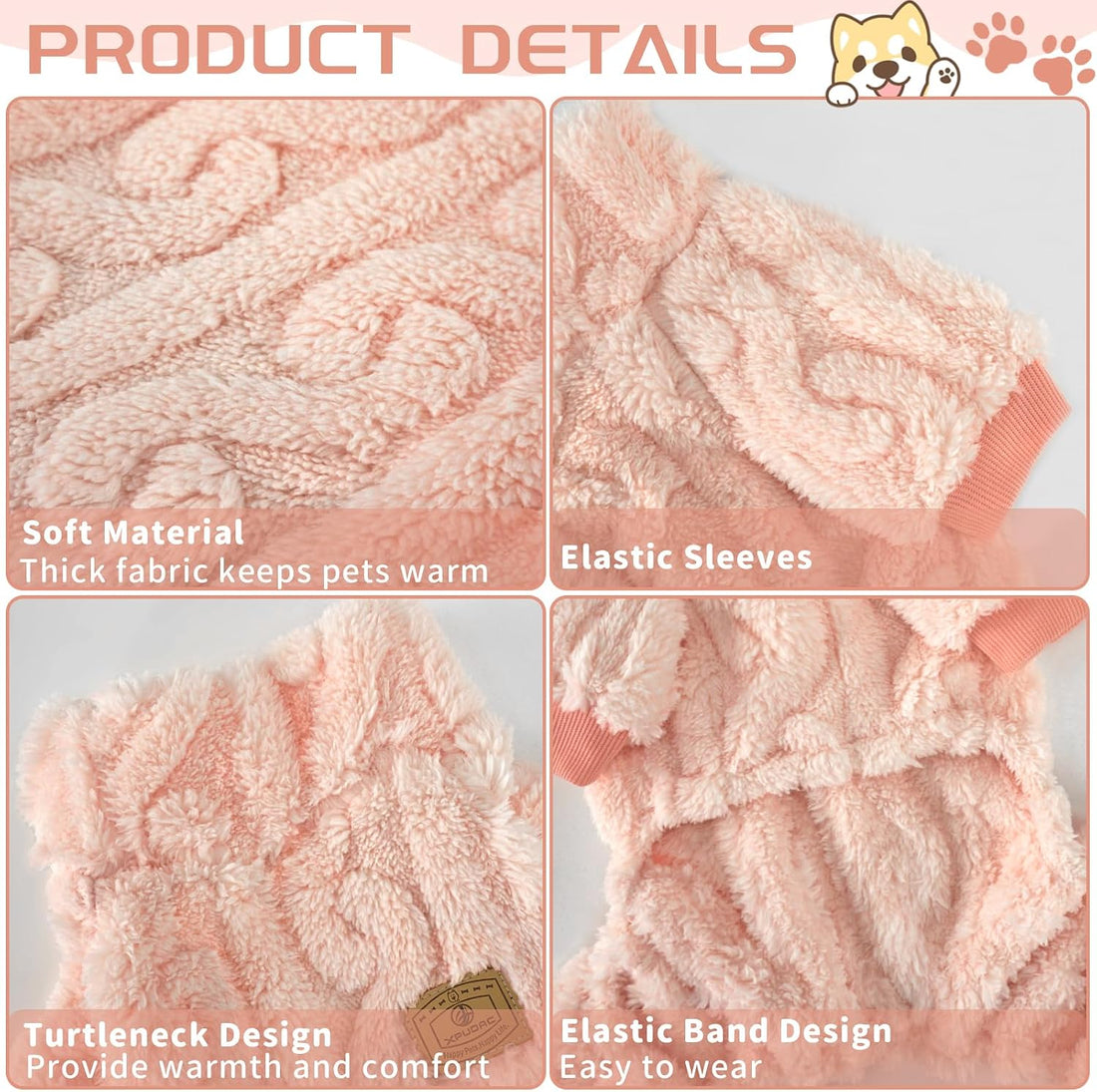 XPUDAC Dog Sweater, Dog Winter Clothes for Small Medium Dogs Girl Boy