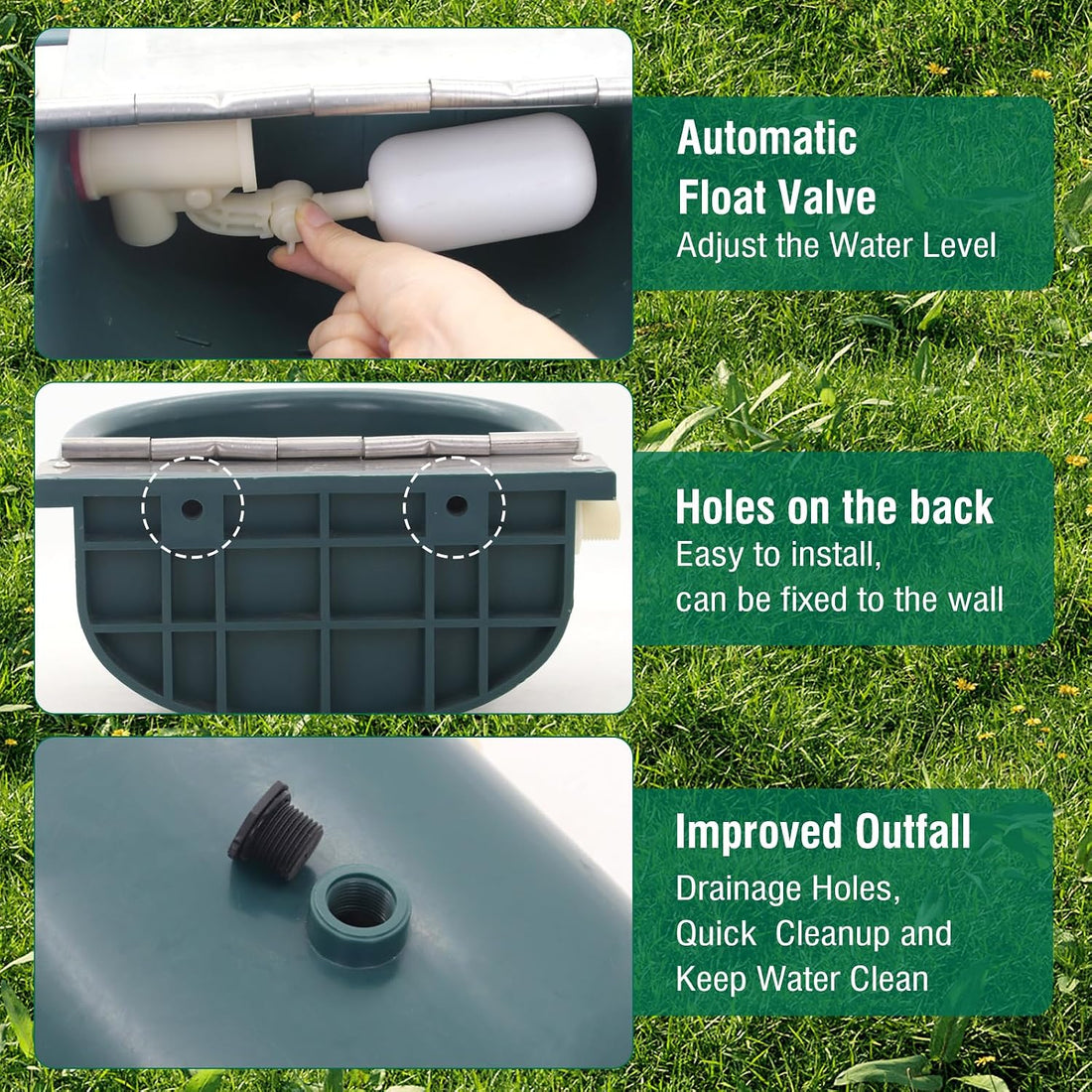 2 Set Automatic Water Bowl Livestock Waterer for Horse Cattle Sheep