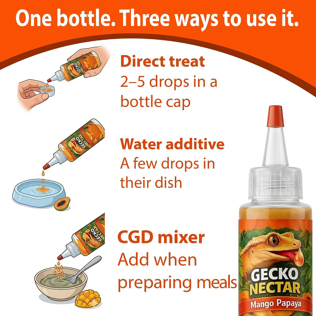 CTWPets Liquid Crested Gecko Treat & Food Topper, Mango Papaya