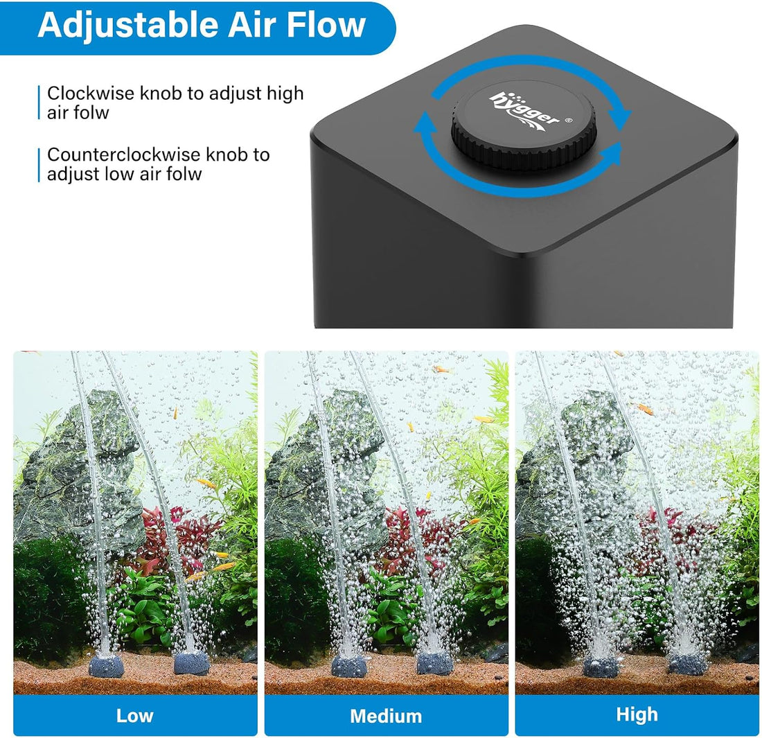 hygger Aquarium Air Pump, Quiet Adjustable Fish Tank Air Pump