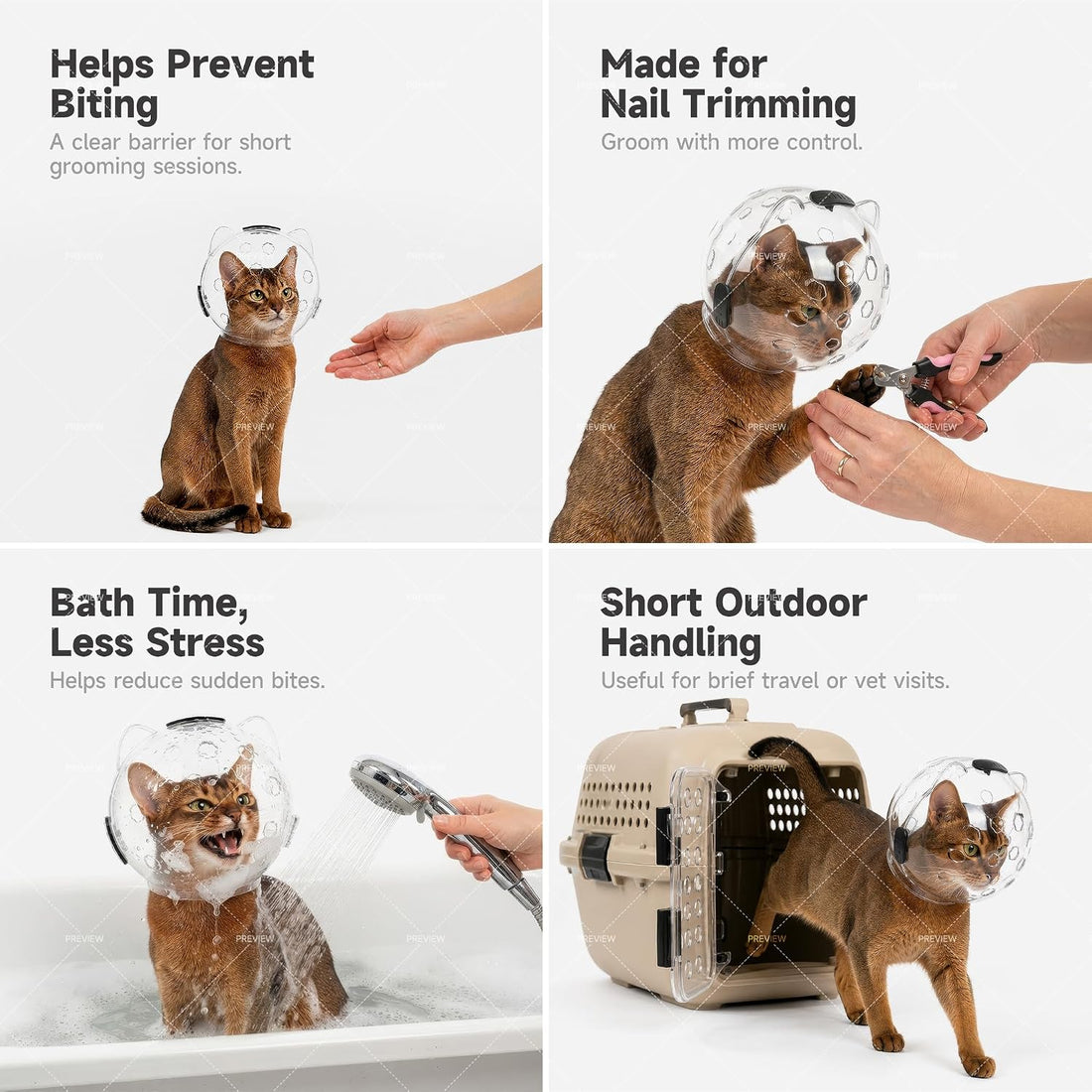 Cat Muzzle Breathable Anti-Bite Grooming Bath Nail Trim Vet Visits