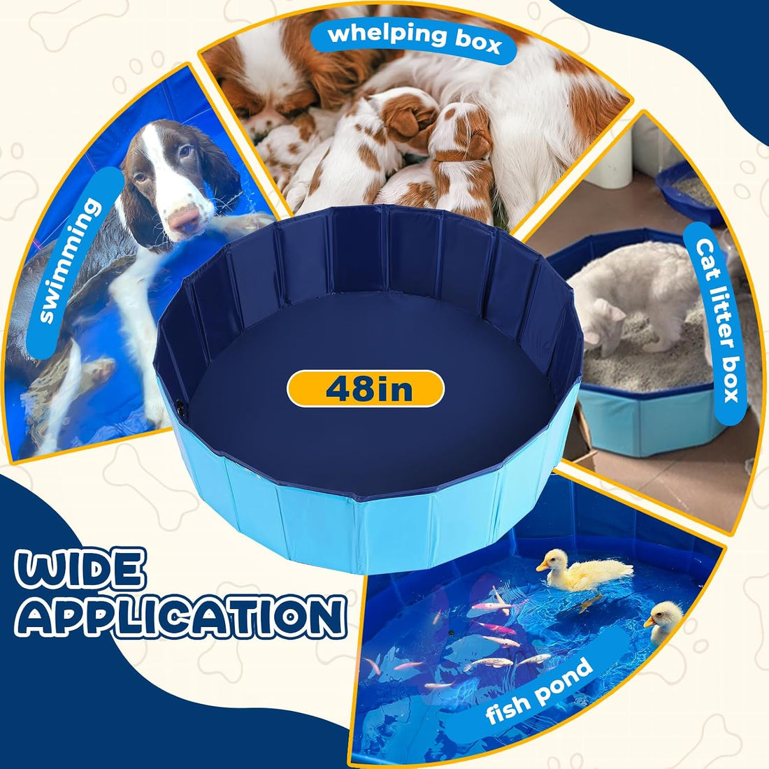 Whelping Pen for Dog, 31.5" D x 8" H Foldable Swimming Pool
