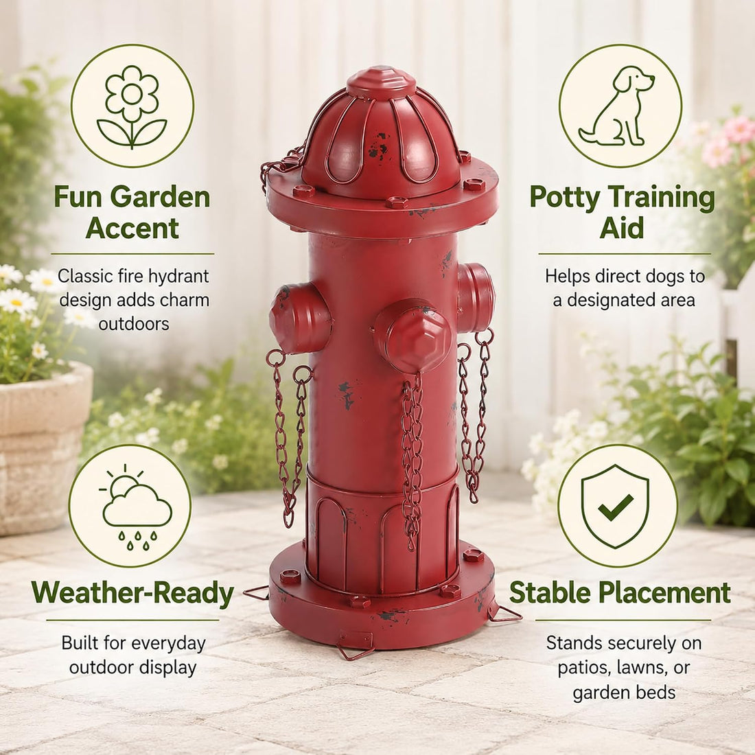 13.5" Vintage Metal Finish Dog Fire Hydrant Pee Post for Yard Puppy