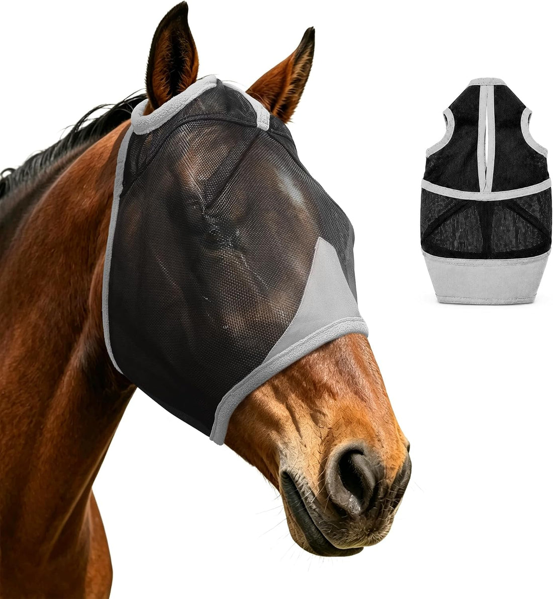 Hilltown Durable Fly Mask for Horses Without Ears - Full, Blue