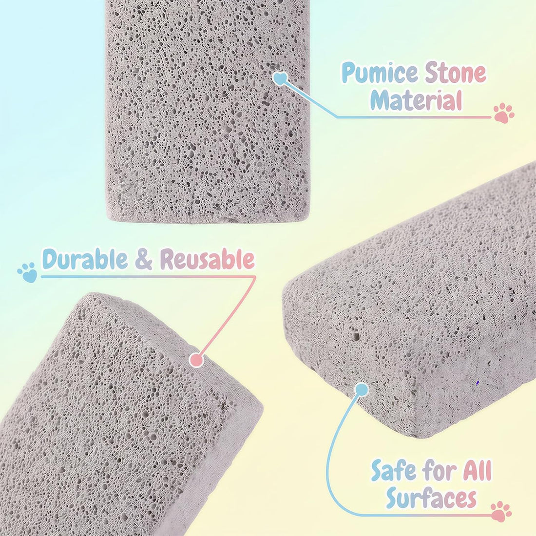 2 Pcs Pet Hair Remover Pumice Stone 3.74x2x1.6 in Dog Cat Fur