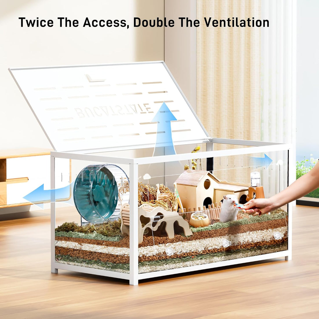 BUCATSTATE Hamster Cage 2.0, Large Hamster Enclosure (39in, White)