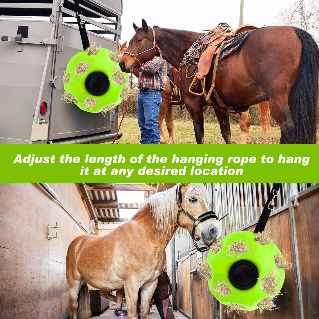 Seenelling 15.75" Extra Large Slow Feed Hay Ball for Horses,Green