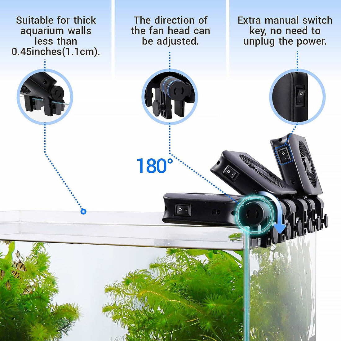 hygger 3 Aquarium Chillers Fan and 1 Holder