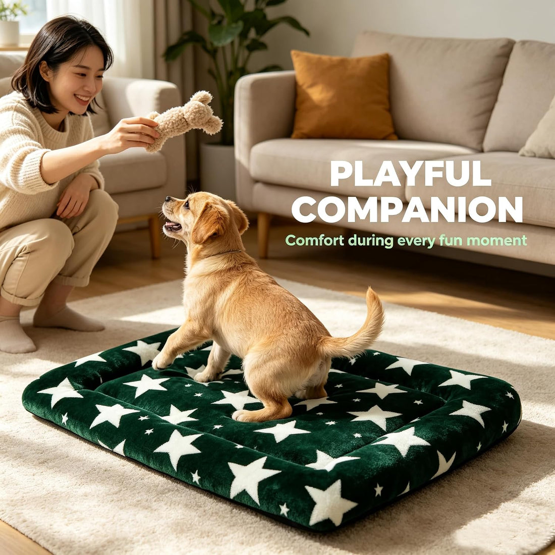 Dog Bed Mat,Reversible & Ultra Soft Kennel Pad-Machine Washable Pet