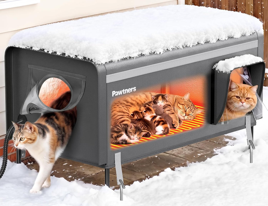Pawtners 32'' XXL Heated Outdoor Cat House for Outside feral Cats