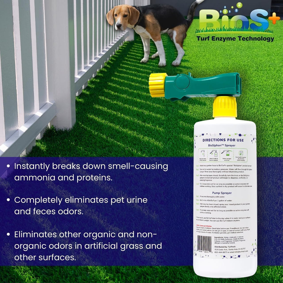 BioTurf BioS+ Odor Eliminator Concentrate 32oz Bottle