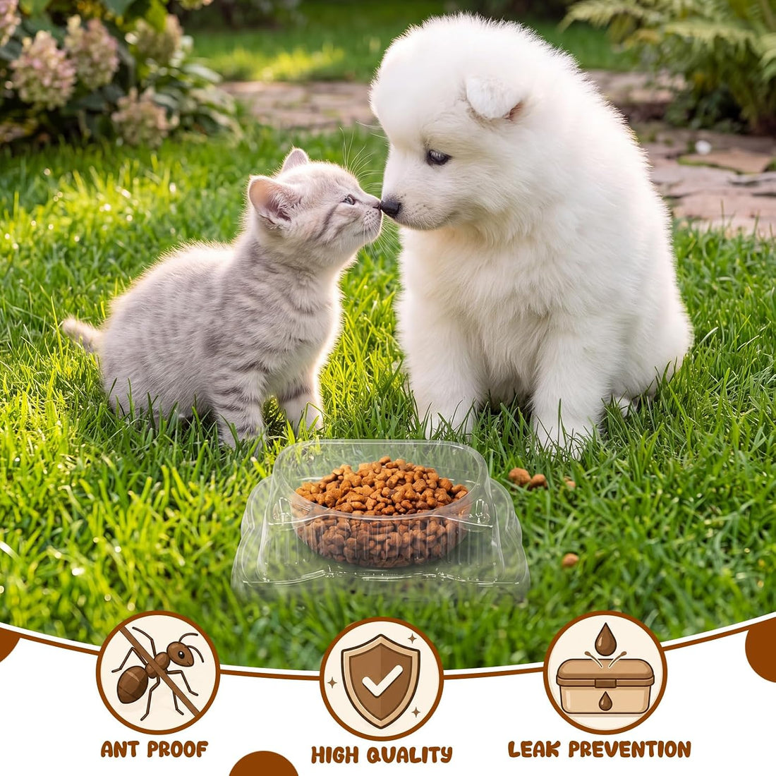 Waydress 100 Pcs Disposable Pet Bowls Anti Ant Cat Dog Food Bowl