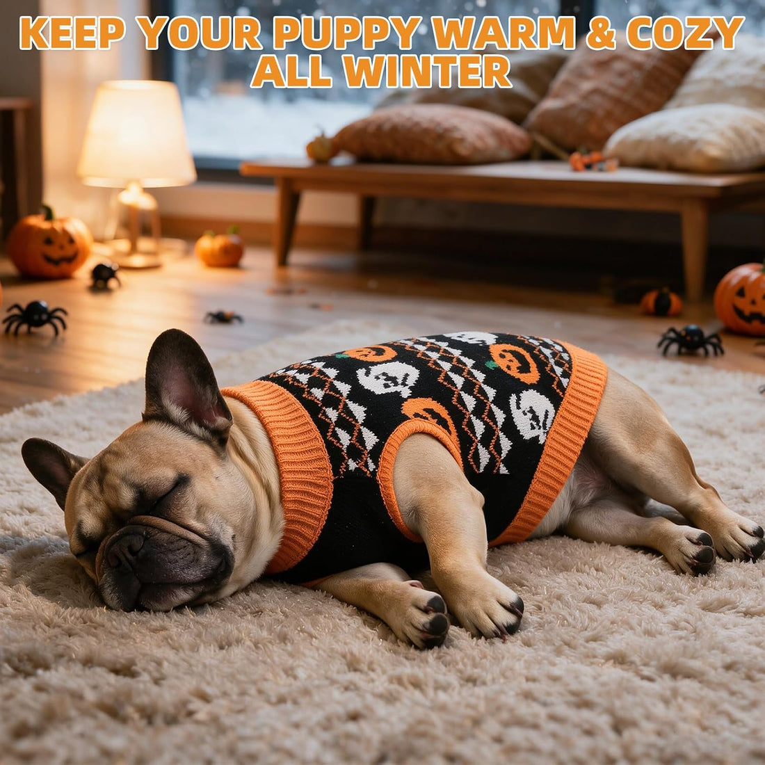KOOLTAIL Halloween Dog Sweater, Cold Weather Pullover Classic Knitwear