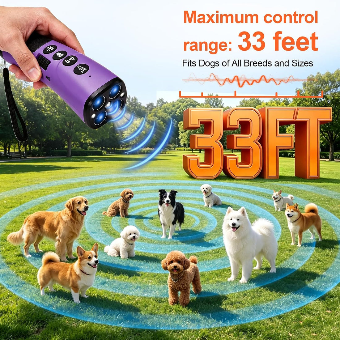 Dog Bark Deterrent Device, 4X Ultrasonic Anti Barking with 5 Modes