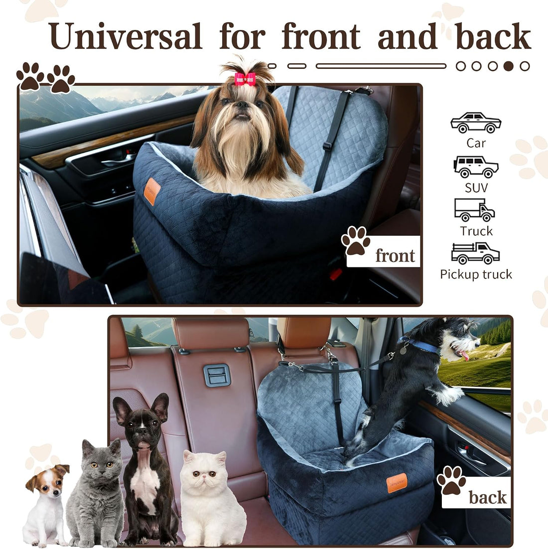 Dog Booster Car Seat for Small/Medium Dogs up to 30 lbs,Interior 7