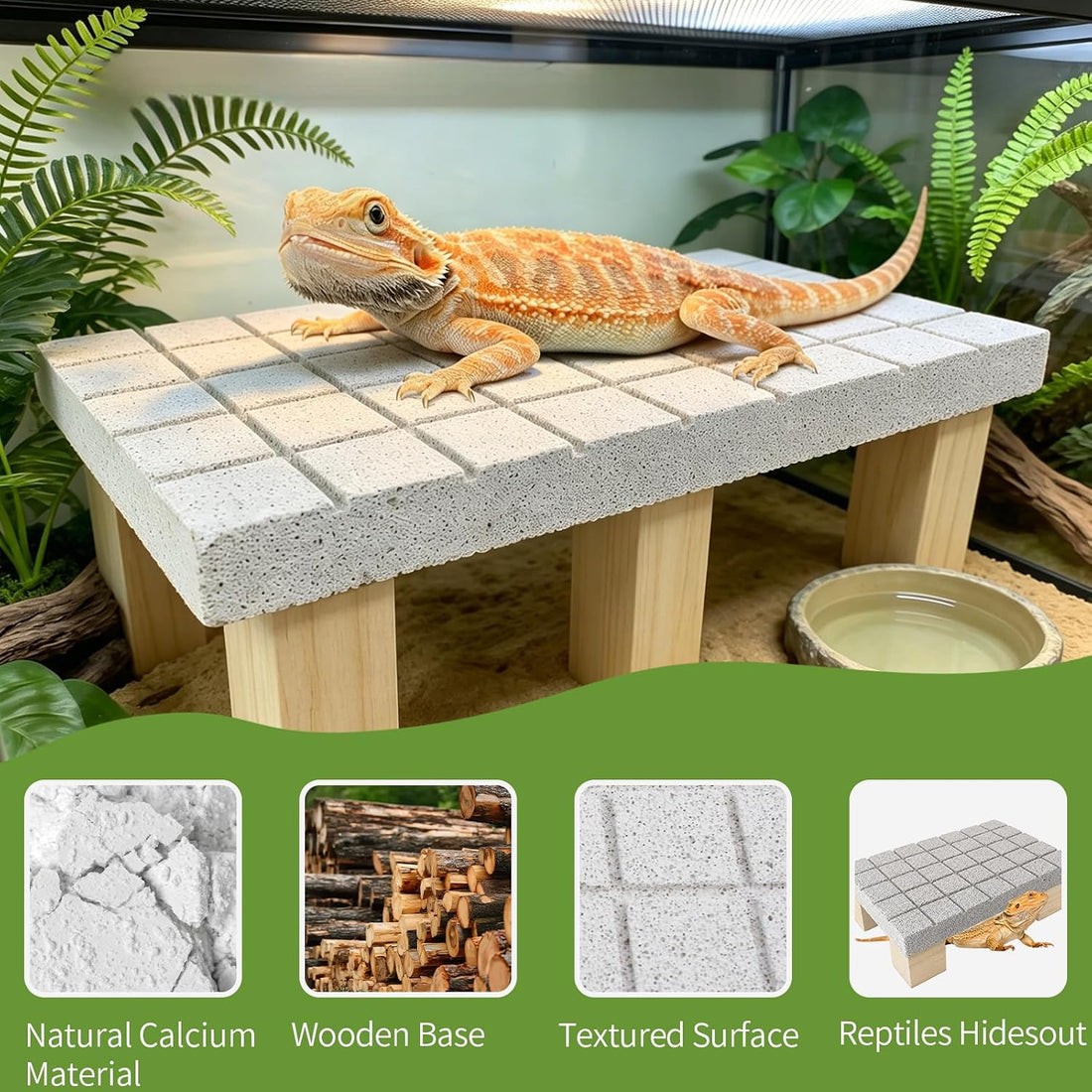 Bearded Dragon Tank Accessories Shedding Rock Reptile Basking Platform