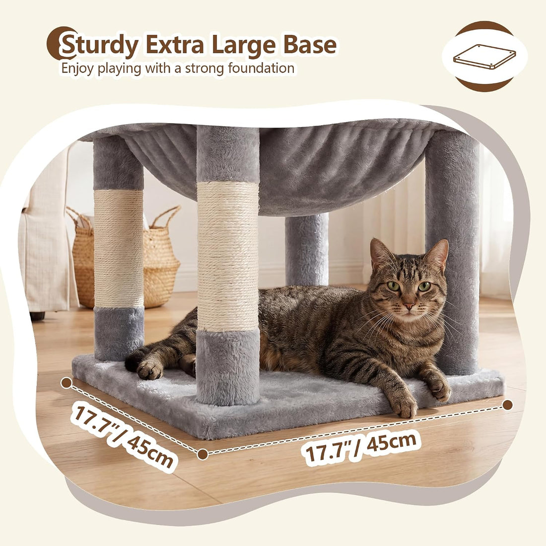 Heybly 53.1" Corner Cat Tree for Large Cats – Interactive Play HCT029W