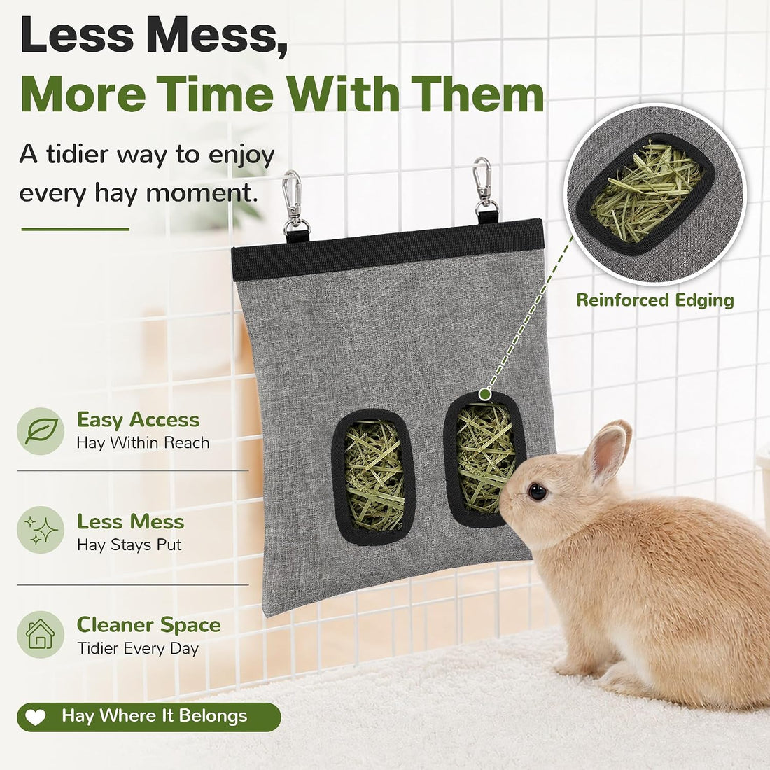 2-Pack Rabbit Hay Feeder Bags for Guinea Pigs, Bunnies & Chinchillas