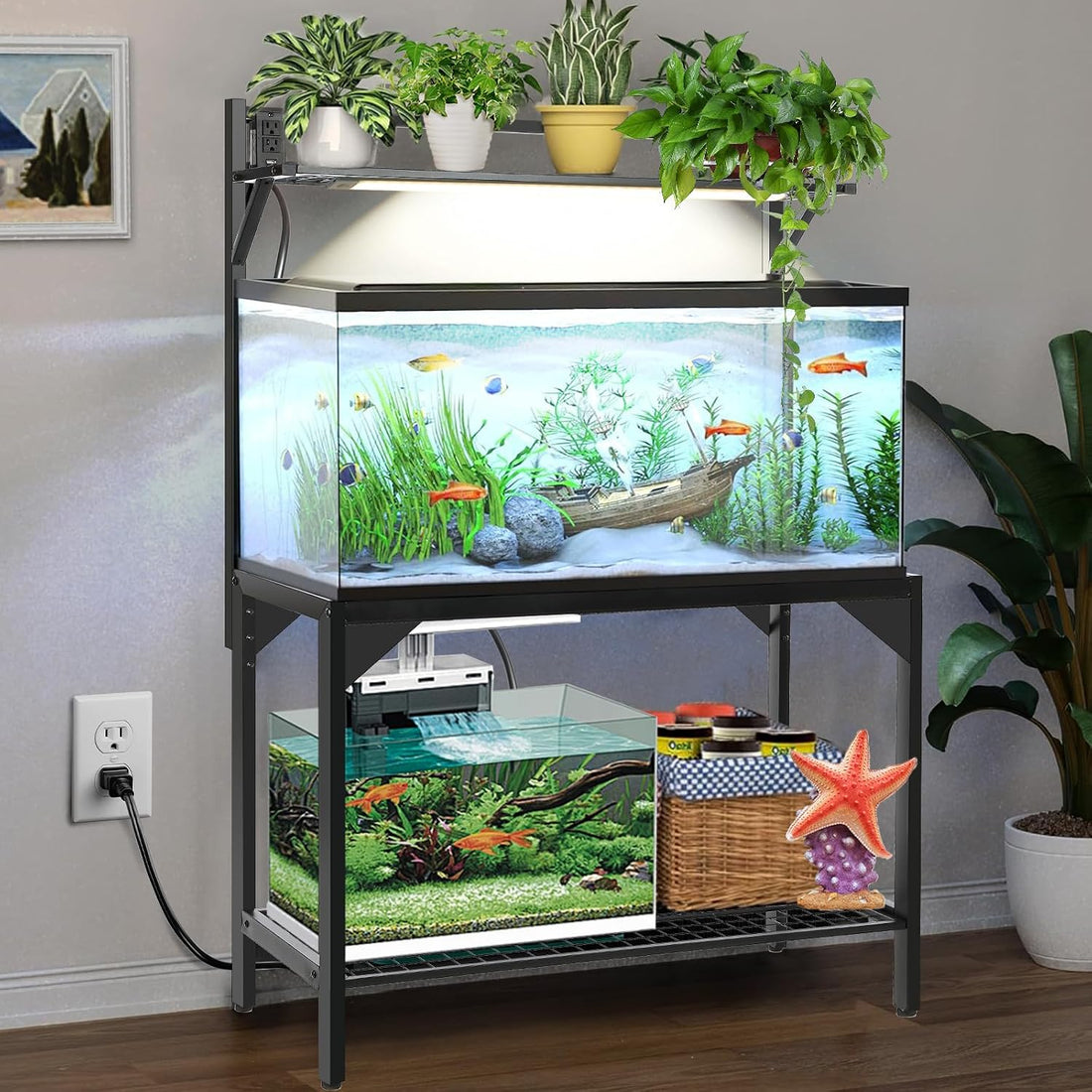 40 Gallon Fish Tank Stand – Aquarium Stand with Power Outlets