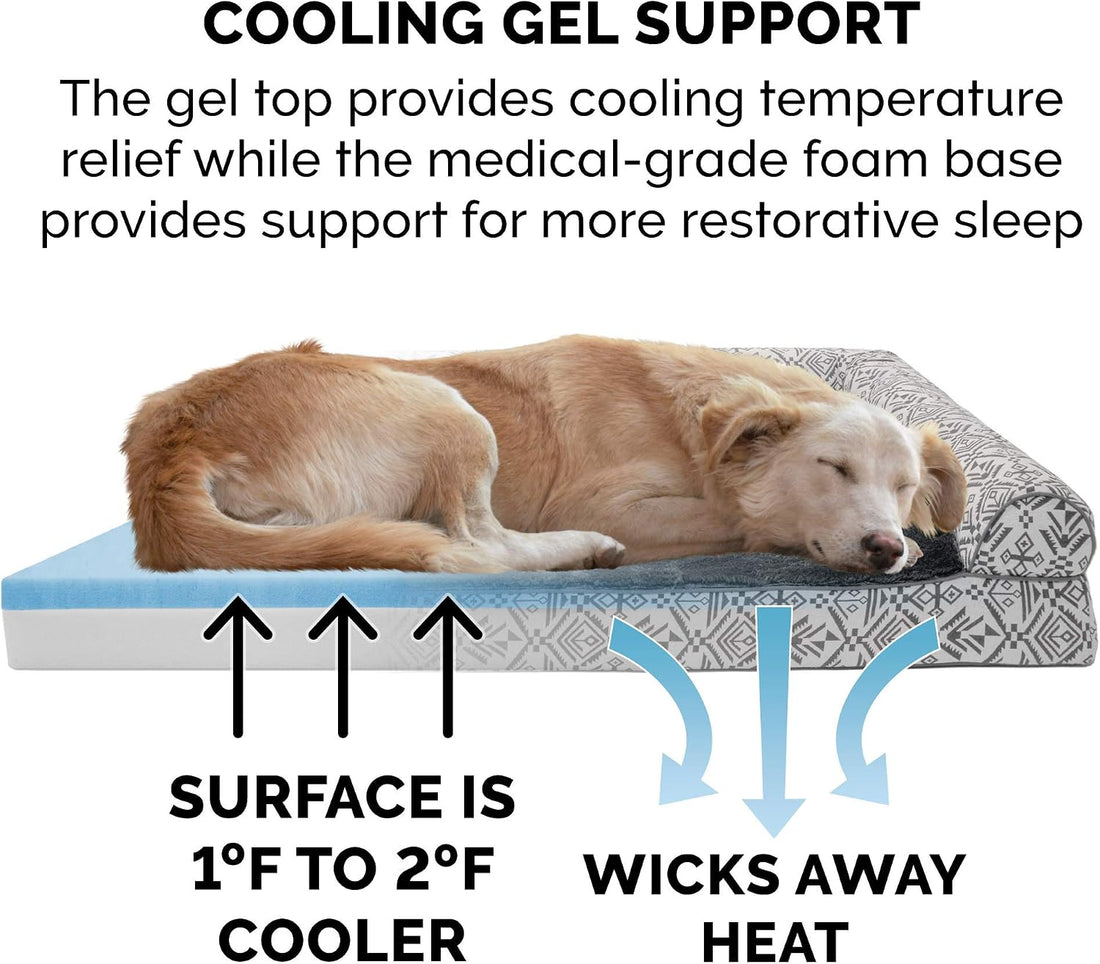Furhaven Cooling Gel Dog Bed for Medium/Small Dogs w/ Removable