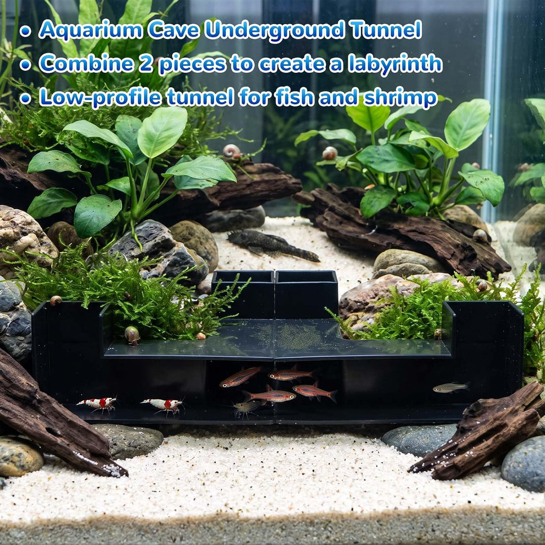 Aquarium Underground Tunnel 5", Dual-Entrance Fish Tank Cave