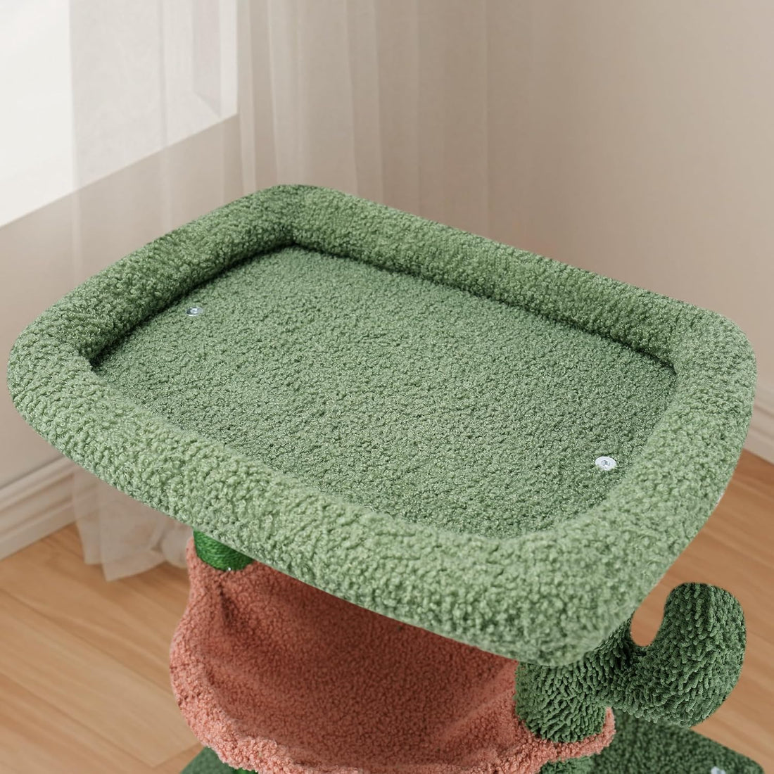 AIWIKIDE 37.4" Cactus Cat Tree Tower with Twin Cat Condos for Indoor