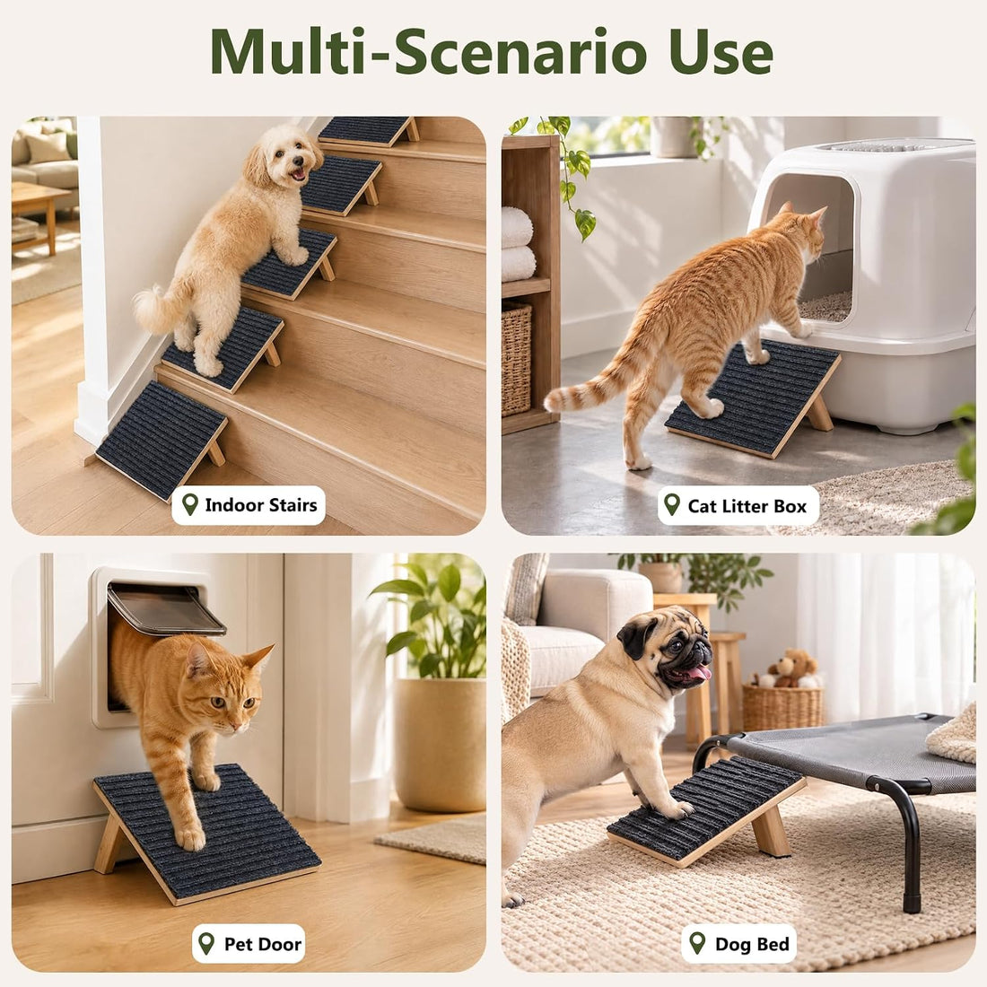 Vivifying Dog Ramp for Stairs, 4 Packs Anti-Slip Dog Stair Ramps