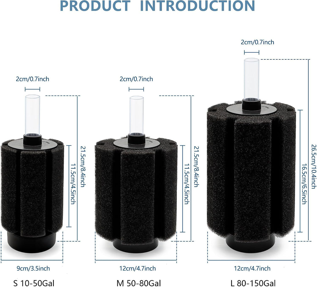 2 Pack 60-70 Gal Aquarium Sponge Filter with Air Stone